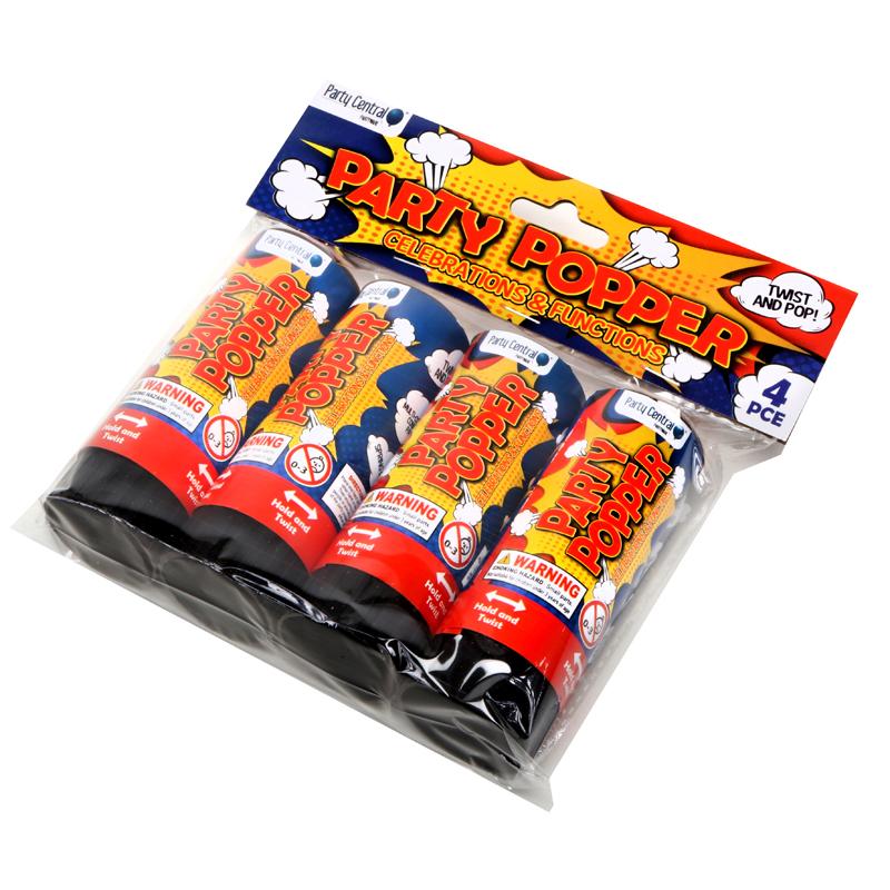PARTY CENTRAL Party Popper 11cm (4 Pack)