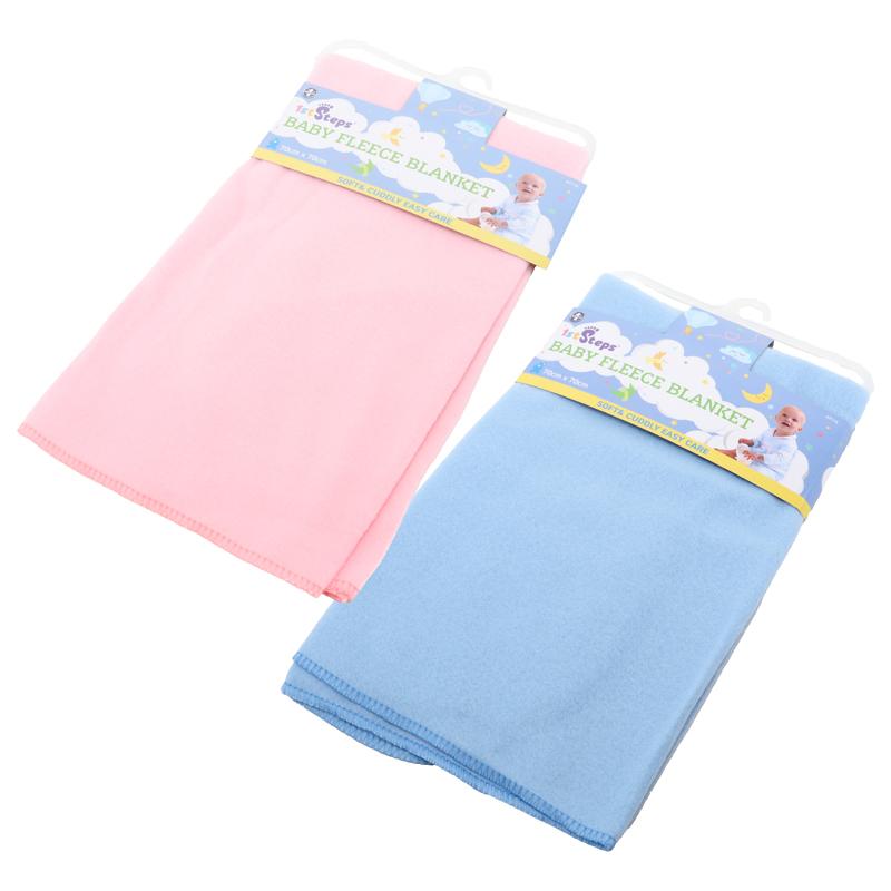 1ST STEPS Baby Fleece Blanket 70x70cm - Pink or Blue