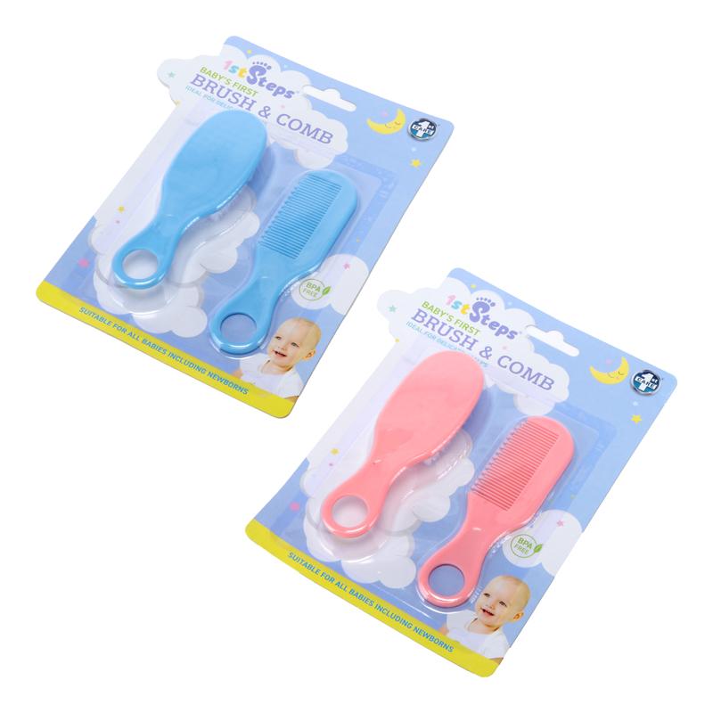 1ST STEPS Baby's First Brush and Comb Set - Choose from Blue or Pink