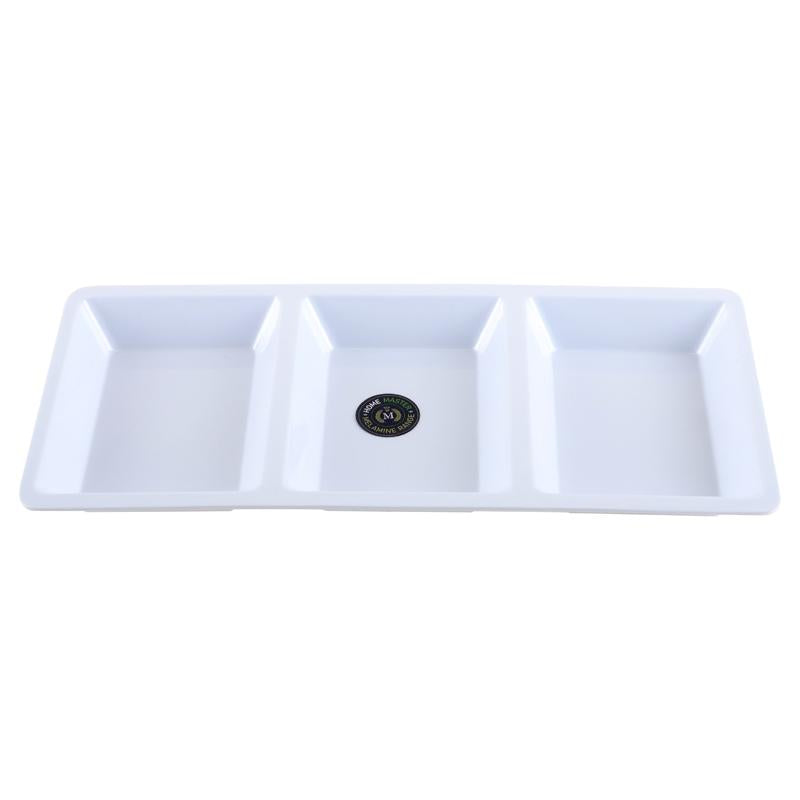 HOME MASTER White Melamine Rectangular 3 Section Platter 33.5x15.5x2.5cm