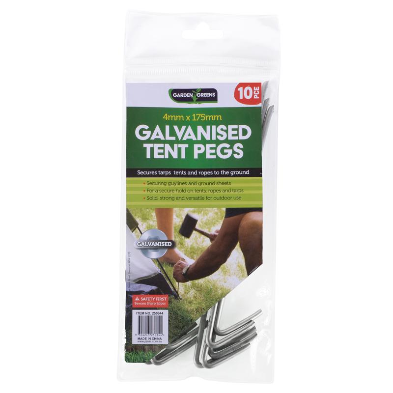 GARDEN GREENS Galvanised Tent Pegs 175mm x 4 mm (10 Pack)