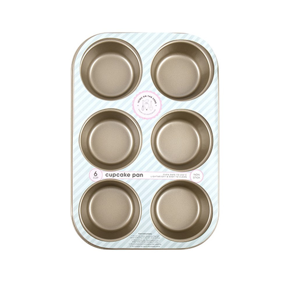 ICING ON THE SUGAR Champagne Non-Stick 6 Cupcake Tray 31.8x21.5x3cm