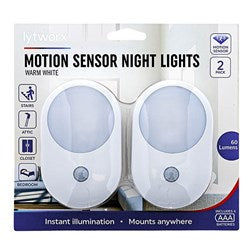 LYTWORX Motion Sensor Night Lights Warm White 2 Pack (Battery Operated)