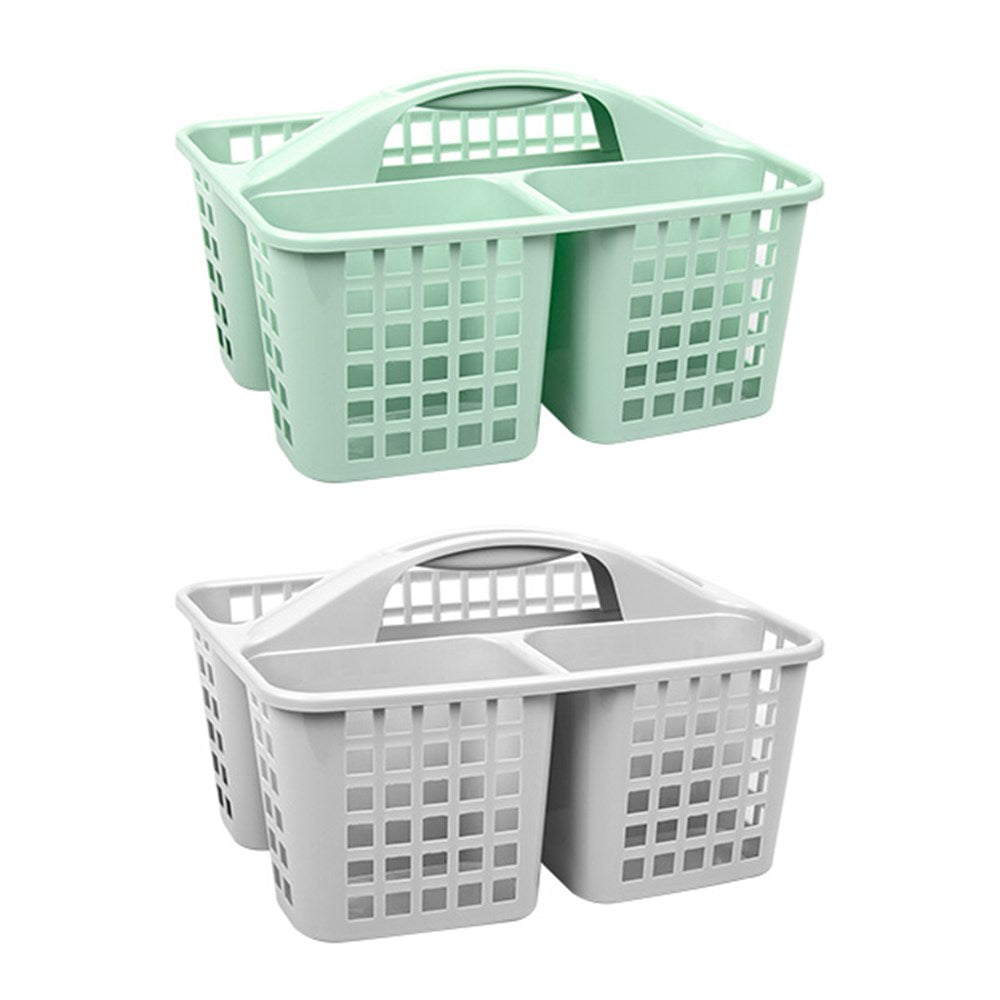 3 Section Plastic Basket with Handle 31x23x18.5cm - Choose from Grey or Green