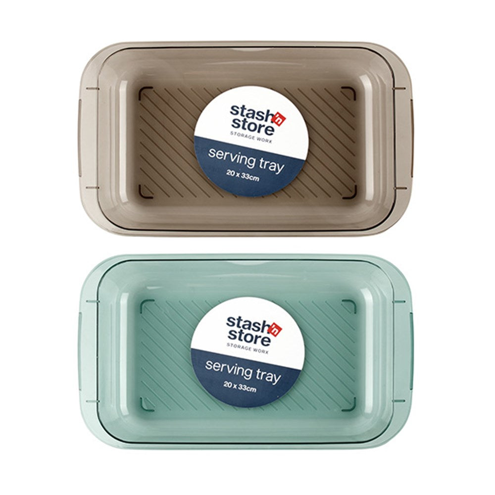 STASH'N STORE Serving Tray Rectangle 20x33cm - Green or Brown