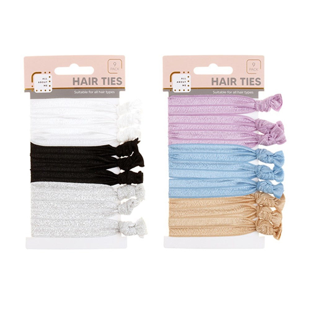 ALL ABOUT ME Sparkling Hair Ties 9 Pack - Black/White/Silver or Purple/Blue/Gold
