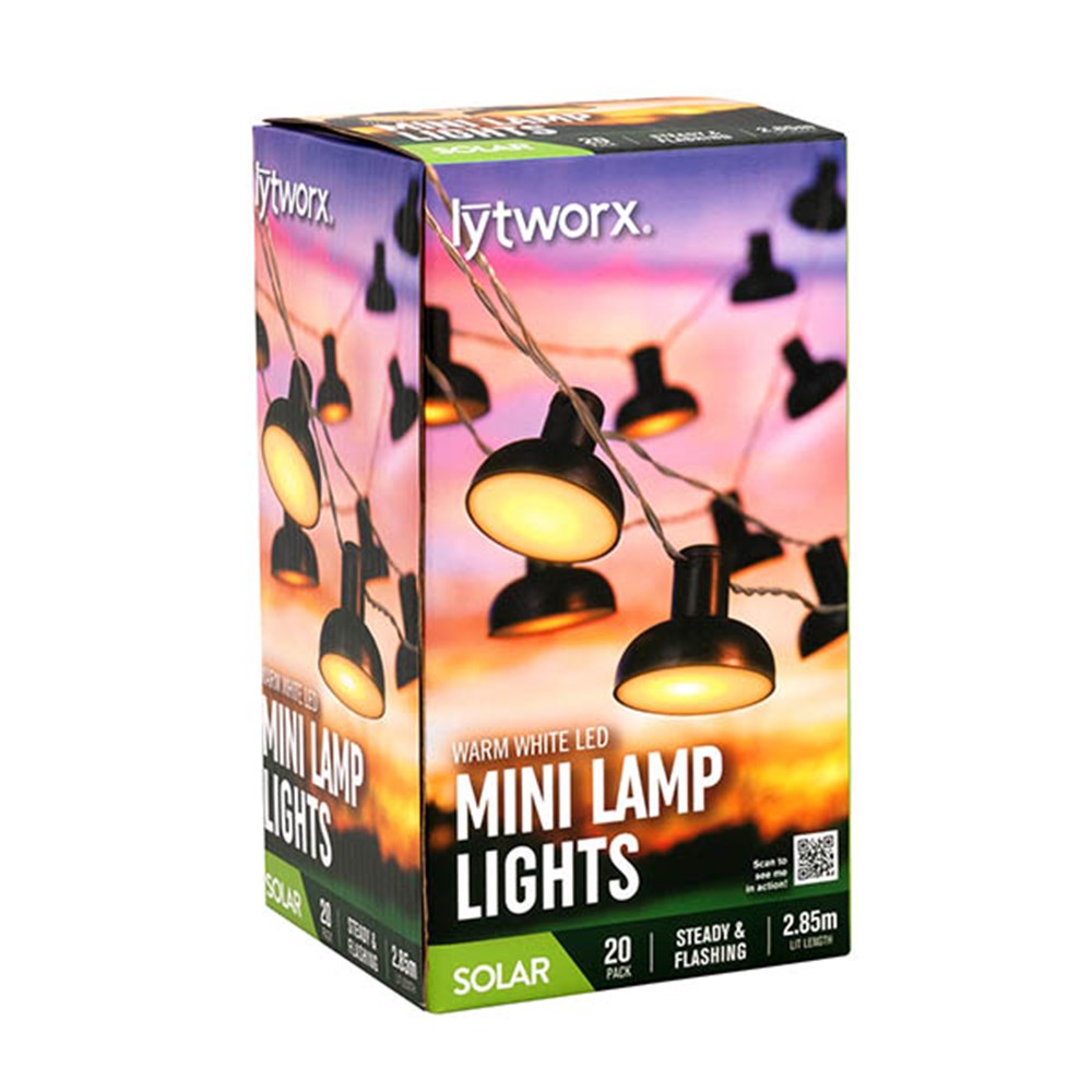 LYTWORX SOLAR LED Mini Black Lamps String Lights W/ 2 Functions
