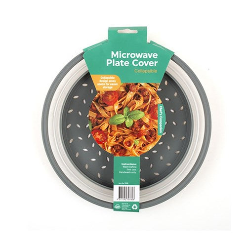 CHEF'S COMPANION Grey and White Collapsible Round Microwave Plate Cover 26.5x7.5cm