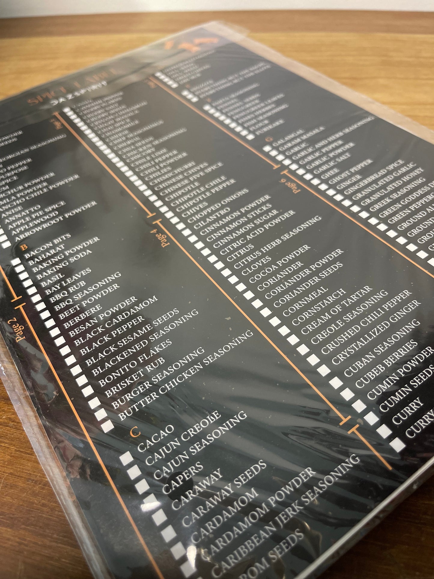 SPICE BOTTLE ORGANISATION SET 457 Black Script on White Spice Labels with Check Sheet