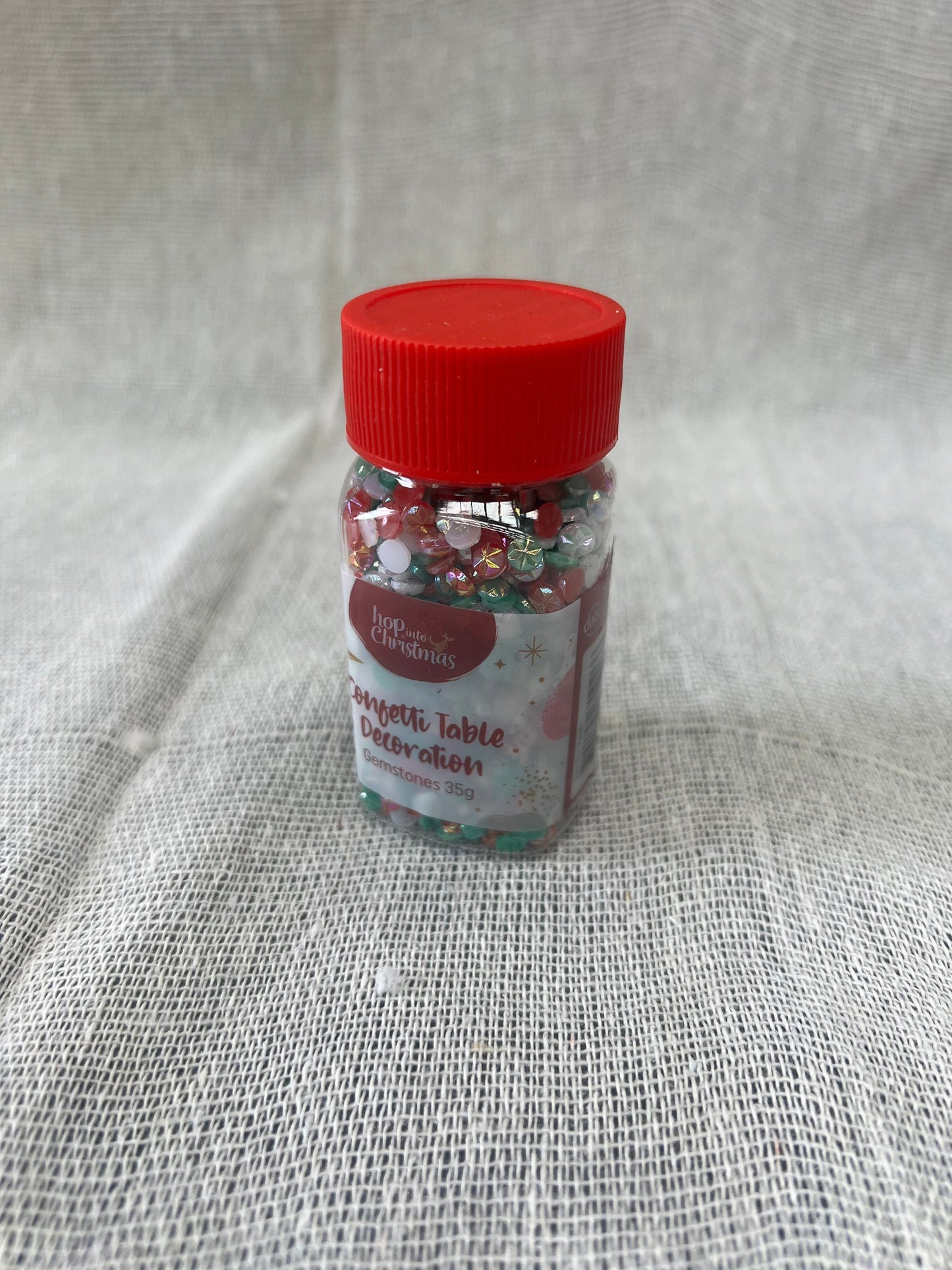 HOP INTO CHRISTMAS Confetti Table Decoration 18g - Red/White/Green Shapes, Red/Green Glitter or Red/White/Green Gemstones