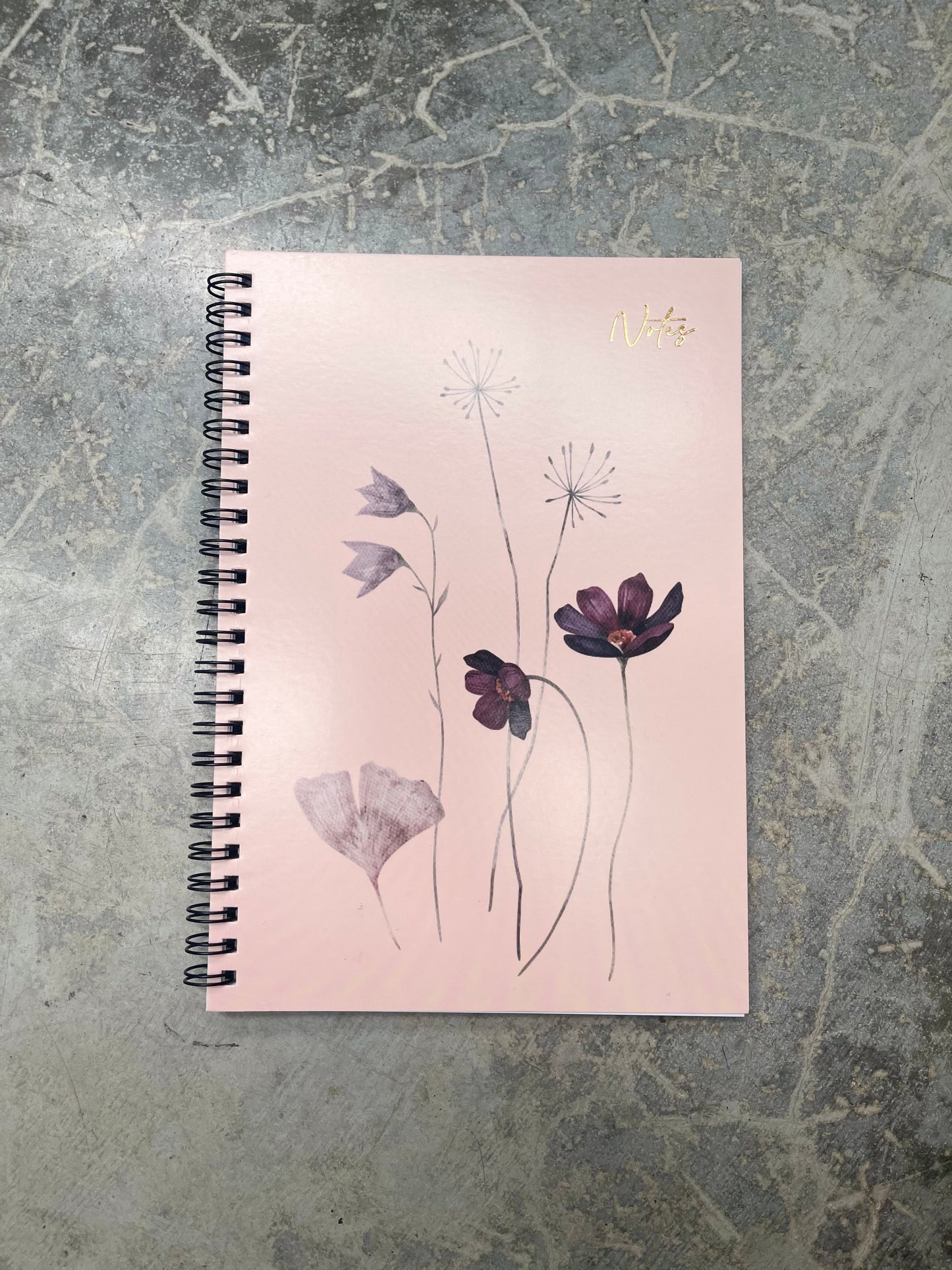 Floral Collection Print Card Cover A5 Spiral Notebook 120 Pages - Choose from Green, Yellow, Purple or Pink