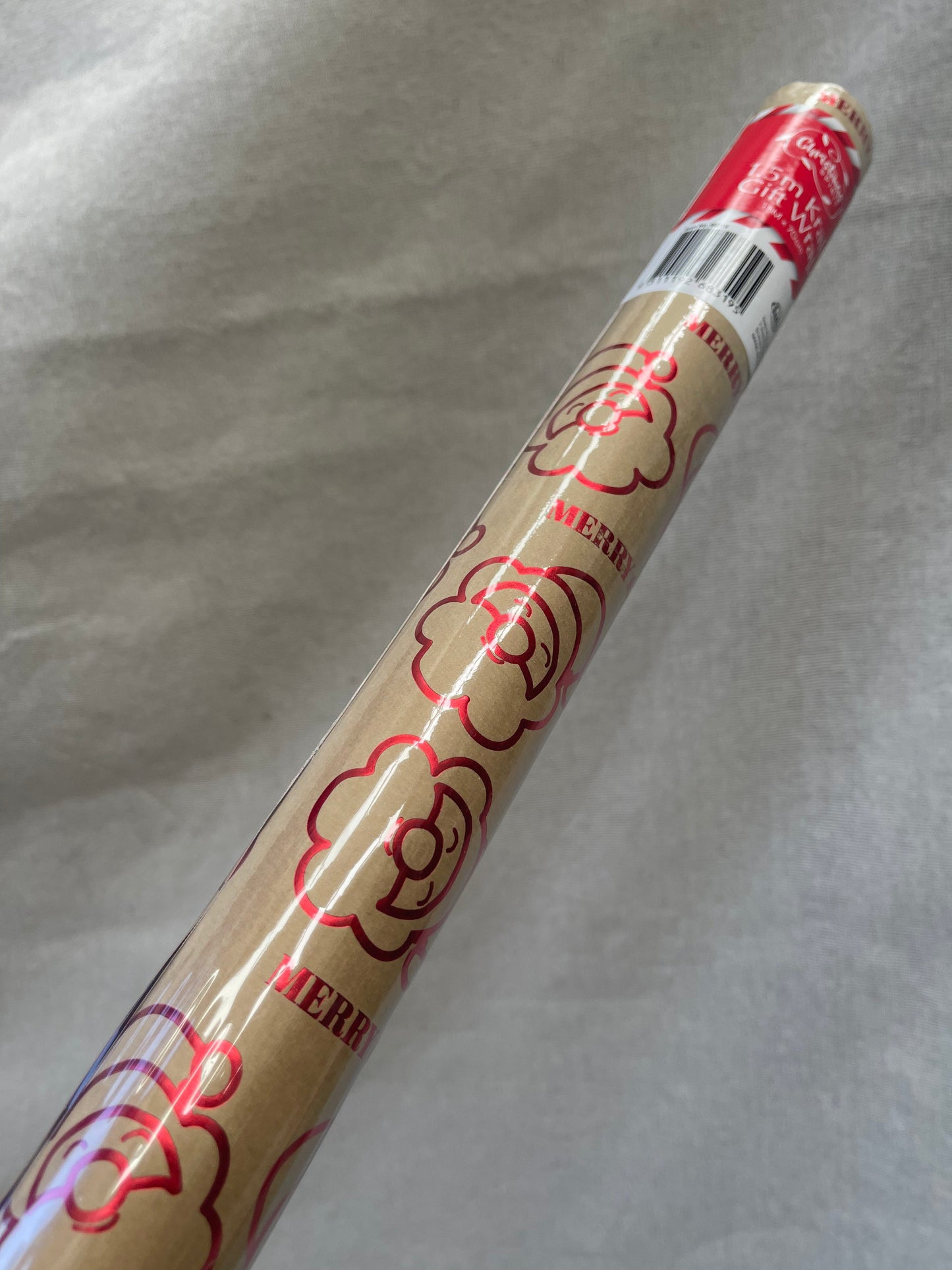 CHRISTMAS SPIRIT Festive Foil Print Christmas Kraft Paper Gift Wrapping Roll 80gsm 5Mx70cm - 3 Designs