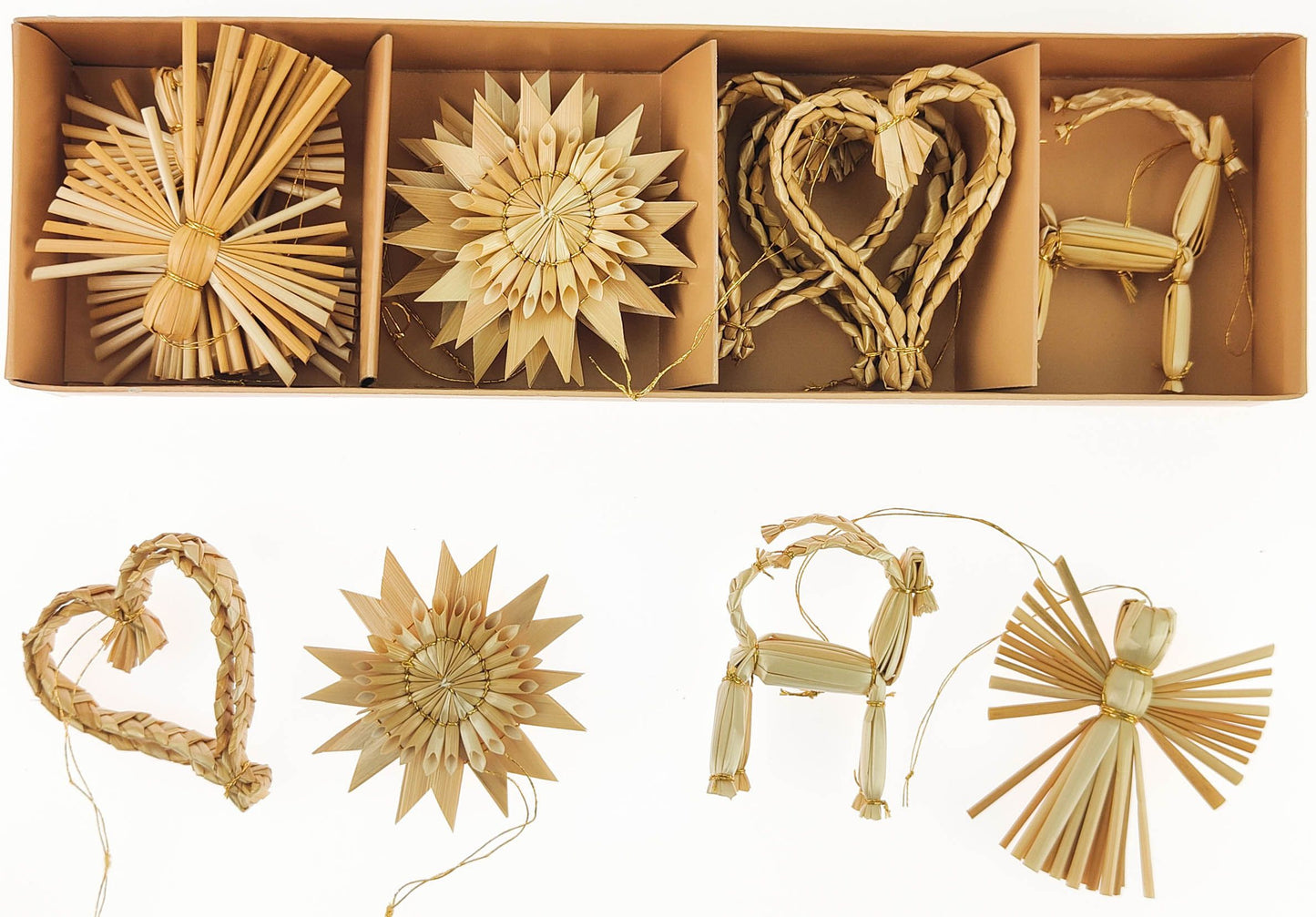 Straw Angel I Snowflake I Heart I Reindeer Christmas Hanging Decoration Gift Box