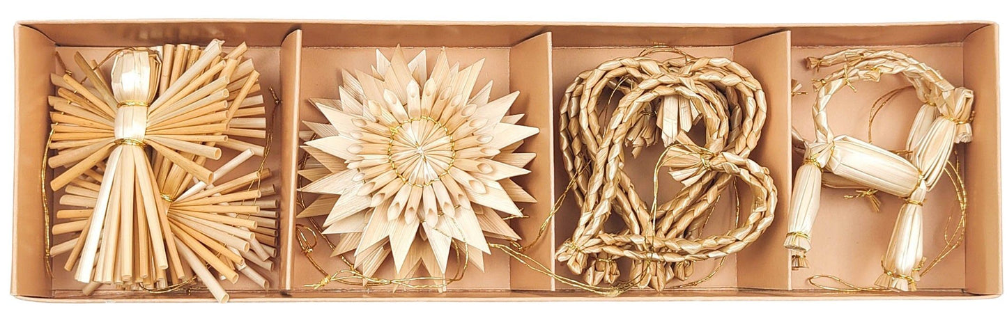 Straw Angel I Snowflake I Heart I Reindeer Christmas Hanging Decoration Gift Box