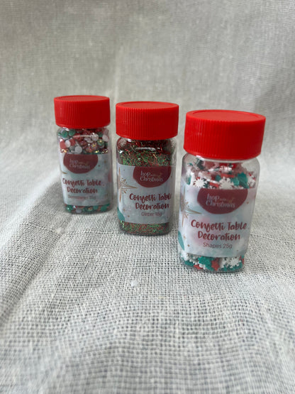HOP INTO CHRISTMAS Confetti Table Decoration 18g - Red/White/Green Shapes, Red/Green Glitter or Red/White/Green Gemstones