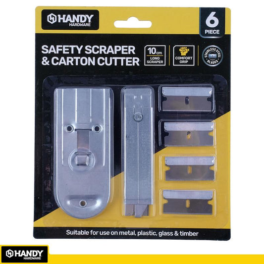 HANDY HARDWARE Safety Scraper and Carton Cutter 6 Piece Set with 4 Blades