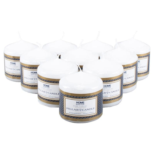 HOME MASTER White Unscented Pillar Candle 7x7.5cm