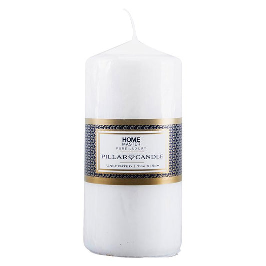 HOME MASTER White Unscented Pillar Candle 7x15cm
