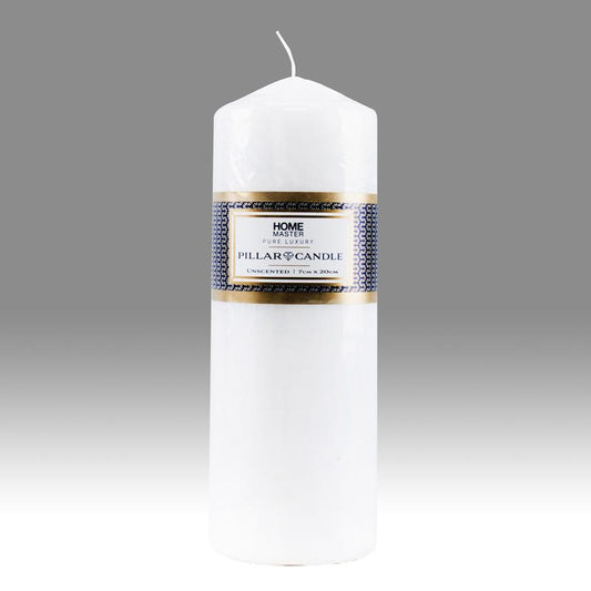 HOME MASTER White Unscented Pillar Candle 7x20cm