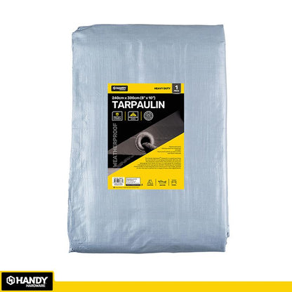 HANDY HARDWARE Grey Heavy Duty Tarpaulin 130gsm 240x300cm
