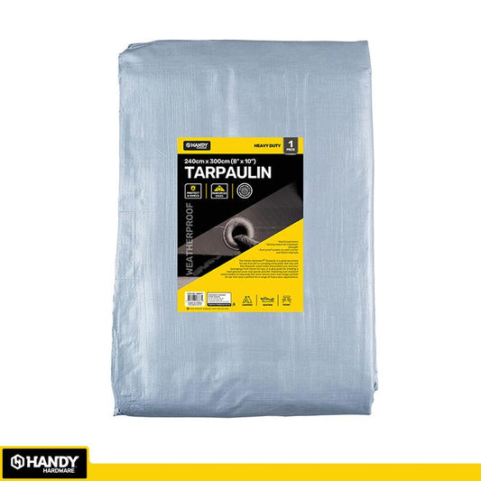 HANDY HARDWARE Grey Heavy Duty Tarpaulin 130gsm 240x300cm