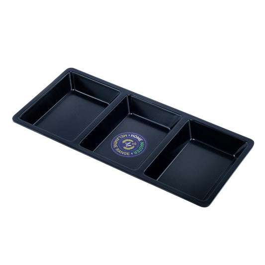 HOME MASTER Black Melamine Rectangular Platter with 3 Sections 33.5x15.5x2.5cm