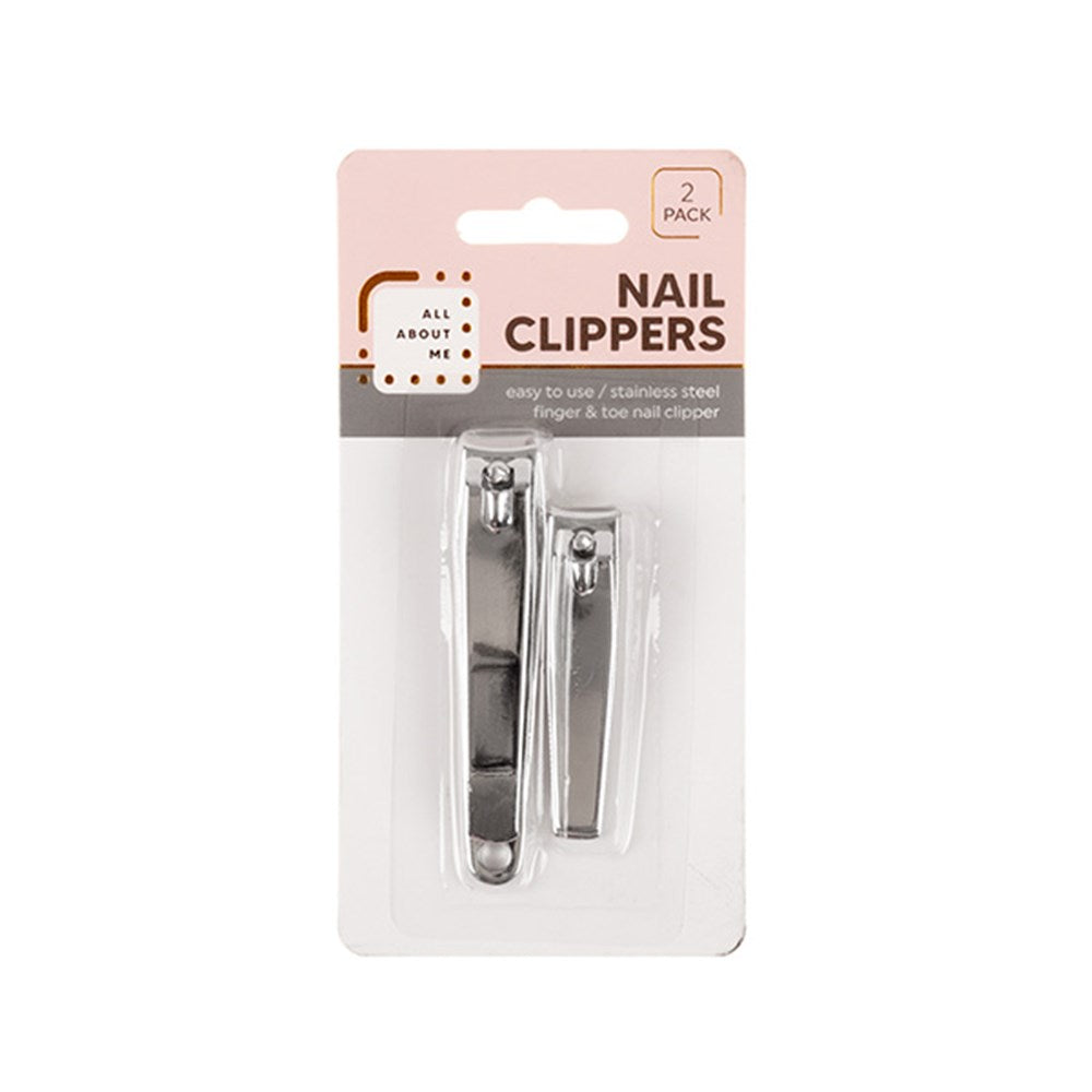 ALL ABOUT ME Silver Stainless Steel Manicure and Pedicure Nail Clippers 2 Pack