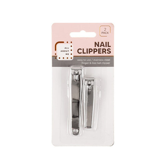 ALL ABOUT ME Silver Stainless Steel Manicure and Pedicure Nail Clippers 2 Pack