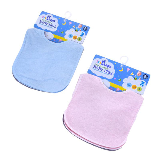 1ST STEPS 3 Piece Reusable Baby Bibs - Choose from Blue or Pink (3 Pack)