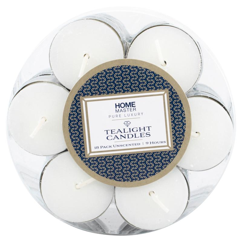 HOME MASTER White Unscented Tealight Candles 9 Hour Burn Time (18 Pack)