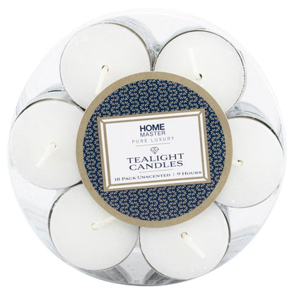 HOME MASTER White Unscented Tealight Candles 9 Hour Burn Time (18 Pack)