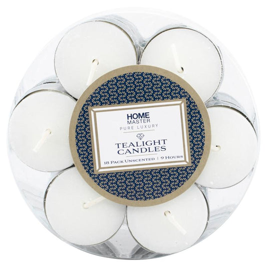 HOME MASTER White Unscented Tealight Candles 9 Hour Burn Time (18 Pack)