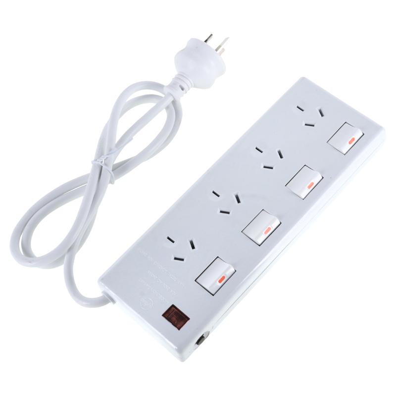 SAS White Power Board 4 Outlet with Overload Protection and 1m Cord