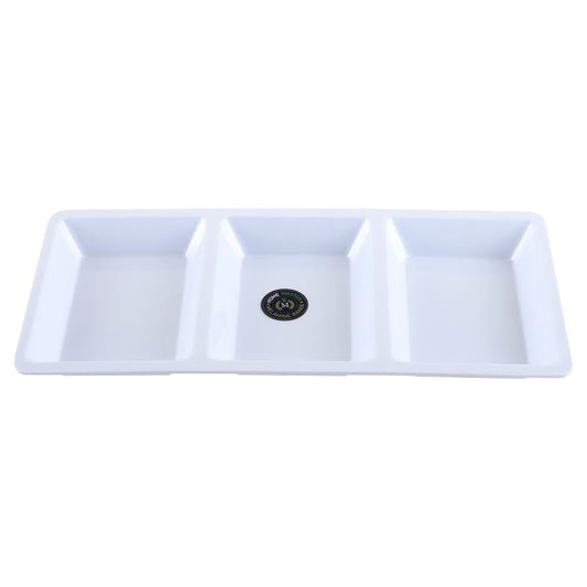 HOME MASTER White Melamine Rectangular 3 Section Platter 33.5x15.5x2.5cm