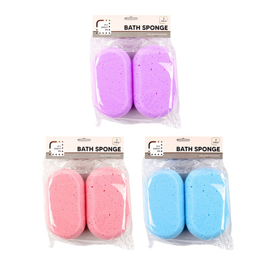 ALL ABOUT ME Bath Sponge 8.5x14.5cm (2 Pack) - Purple, Pink or Blue
