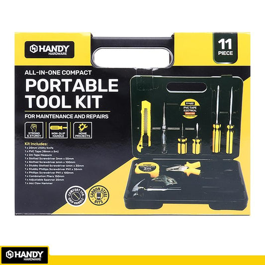 HANDY HARDWARE Portable Carbon Steel Tool Kit in Black Case 11 Piece