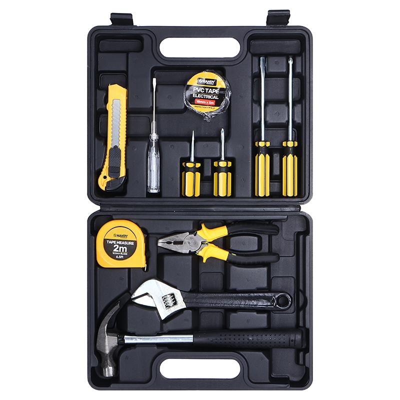 HANDY HARDWARE Portable Carbon Steel Tool Kit in Black Case 11 Piece
