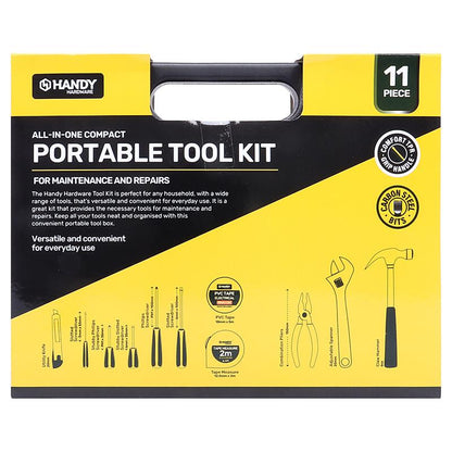HANDY HARDWARE Portable Carbon Steel Tool Kit in Black Case 11 Piece
