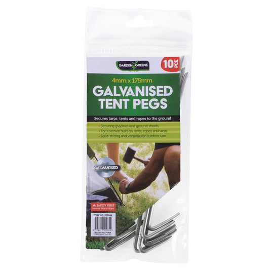 GARDEN GREENS Galvanised Tent Pegs 175mm x 4 mm (10 Pack)