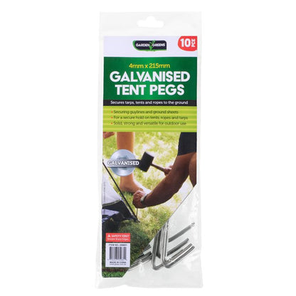 GARDEN GREENS Galvanised Tent Pegs 215mm x 4 mm (10 Pack)
