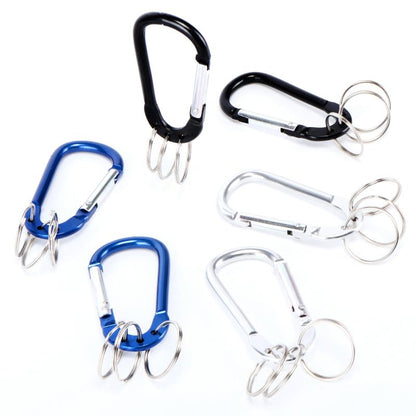 HANDY HARDWARE Carabiner Hook with 3 Keyrings 72mm x 5.6mm (2 Pack ) - Blue, Silver or Black