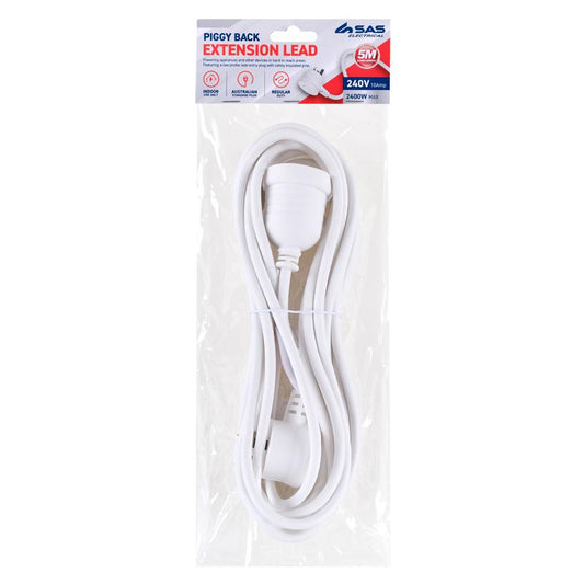 SAS White Piggy Back Extension Lead 5m