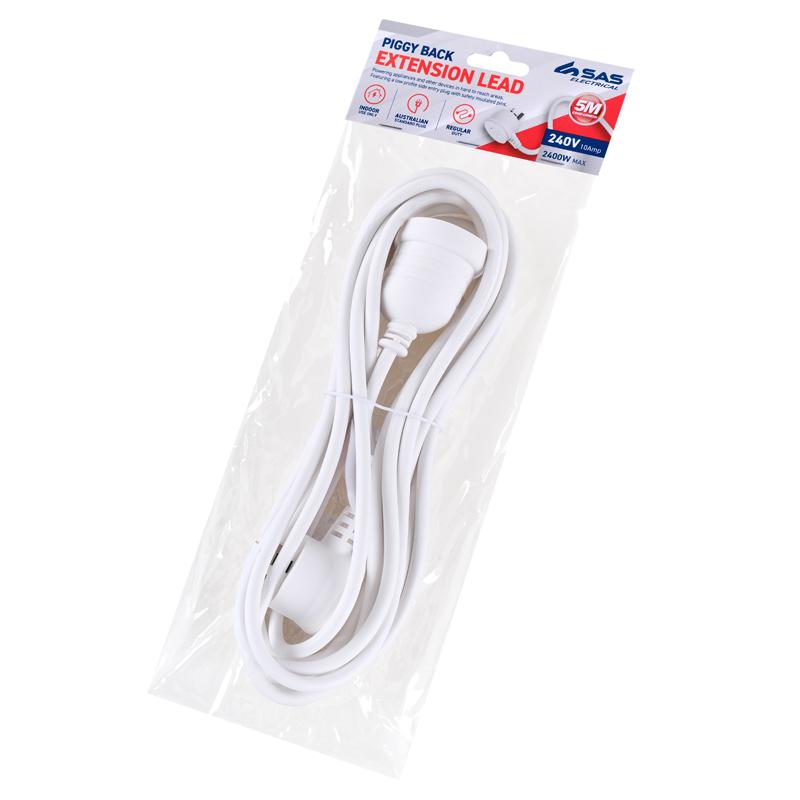 SAS White Piggy Back Extension Lead 5m