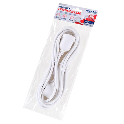 SAS White Piggy Back Extension Lead 5m