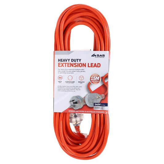 SAS Heavy Duty Orange Extension Lead 15m