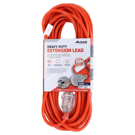 SAS Heavy Duty Orange Extension Lead 20m