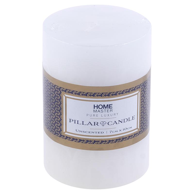 HOME MASTER White Unscented Pillar Flat top 7x10cm