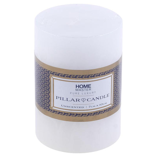 HOME MASTER White Unscented Pillar Flat top 7x10cm