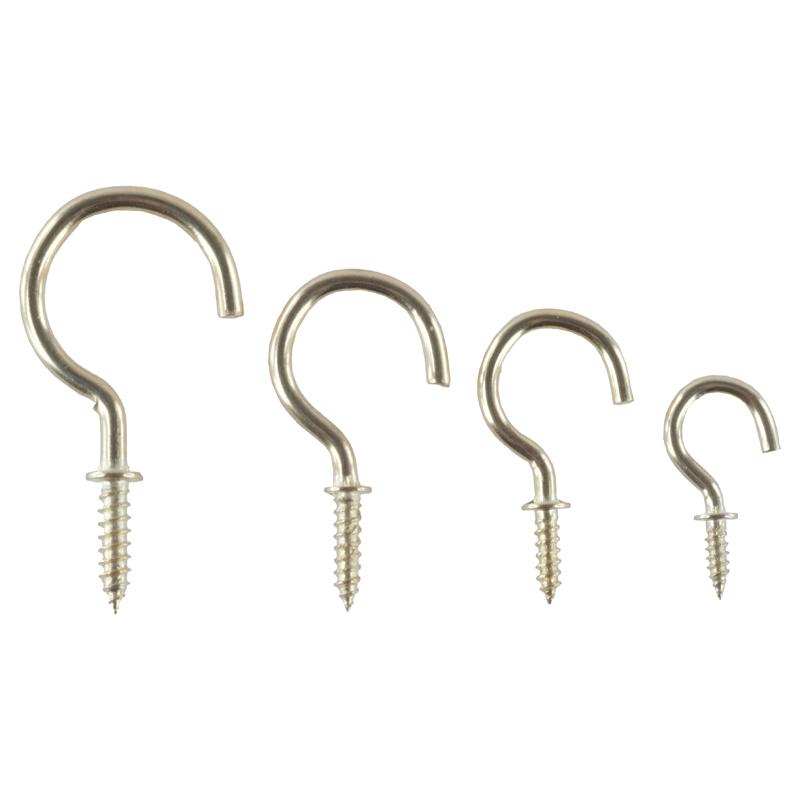 HANDY HARDWARE Fasteners & Fixings in Storage Case Brass Plated Round Screw Hooks Assorted Sizes 70 Piece