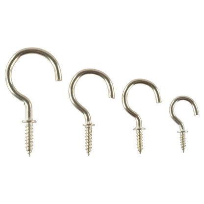 HANDY HARDWARE Fasteners & Fixings in Storage Case Brass Plated Round Screw Hooks Assorted Sizes 70 Piece